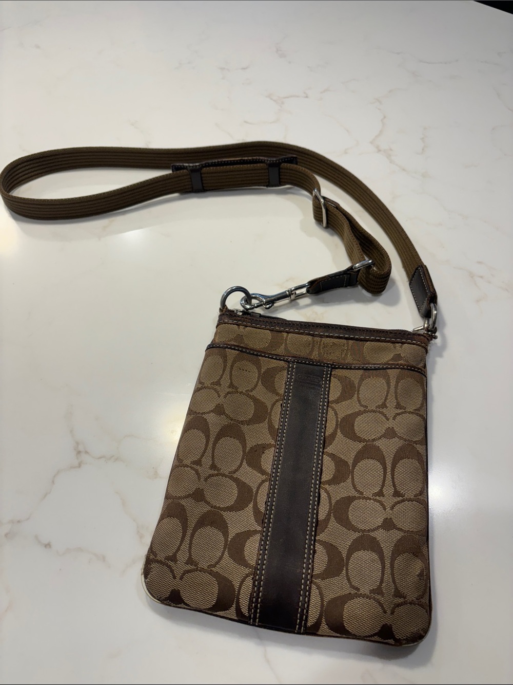 Coach Brown Signature Canvas Messenger Crossbody Bag womenβs